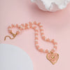 Wholesale Women's Heart Shape Stainless Steel Electroplated Acrylic Beaded Necklace