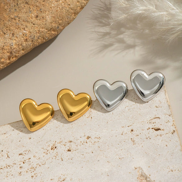 Wholesale Women's Heart Shape Stainless Steel Electroplated Earrings