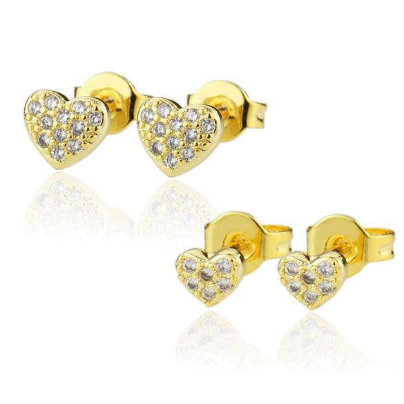 Wholesale Women's Heart Shaped Copper Earrings With Gold Plated Electroplating Design