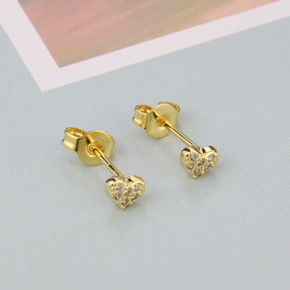 Wholesale Women's Heart Shaped Copper Earrings With Gold Plated Electroplating Design