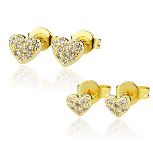 Wholesale Women's Heart Shaped Copper Earrings With Gold Plated Electroplating Design