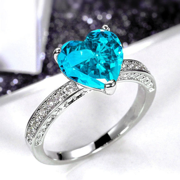 Wholesale Women's Heart Shaped Engagement Wedding Ring Inlaid With Pink Diamond Zircon On Copper