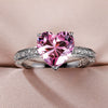 Wholesale Women's Heart Shaped Engagement Wedding Ring Inlaid With Pink Diamond Zircon On Copper