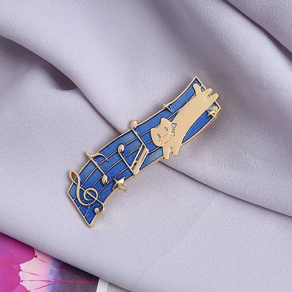 Wholesale Women's Heart Shaped Music Cat Zinc Alloy Electroplated Side Clip Hairpin