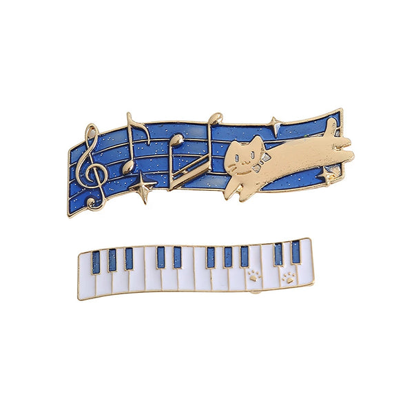 Wholesale Women's Heart Shaped Music Cat Zinc Alloy Electroplated Side Clip Hairpin