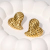 Wholesale Women's Heart Striped Asymmetric Titanium Steel And Stainless Steel Earrings With Electroplating