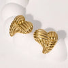 Wholesale Women's Heart Striped Asymmetric Titanium Steel And Stainless Steel Earrings With Electroplating