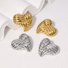 Wholesale Women's Heart Striped Asymmetric Titanium Steel And Stainless Steel Earrings With Electroplating