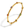 Wholesale Women's Heartshaped Colorful Geometric Zircon Line Stainless Steel 18K Goldplated Bracelet