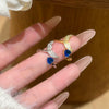 Wholesale Women's Heartshaped Copper Electroplated Gold Inlaid Zircon Ring Jewelry