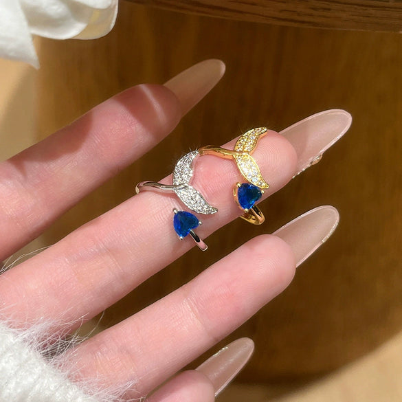 Wholesale Women's Heartshaped Copper Electroplated Gold Inlaid Zircon Ring Jewelry