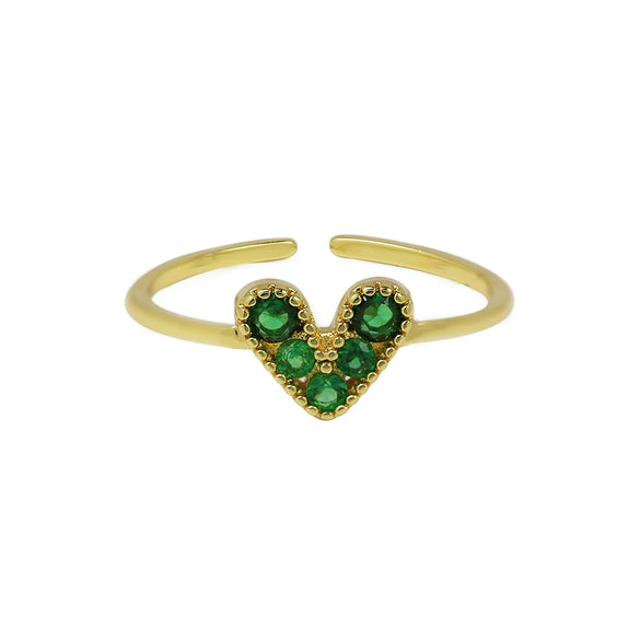 Wholesale Women's Heartshaped Copper Ring 18K Goldplated With Zirconium