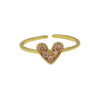 Wholesale Women's Heartshaped Copper Ring 18K Goldplated With Zirconium