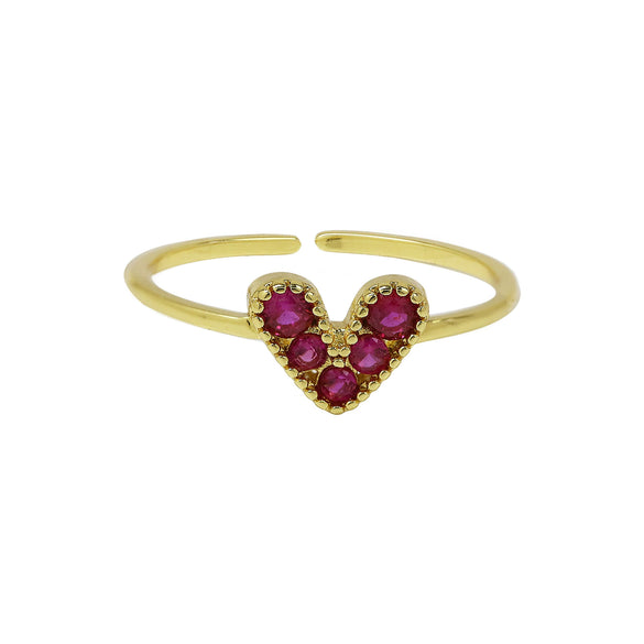 Wholesale Women's Heartshaped Copper Ring 18K Goldplated With Zirconium