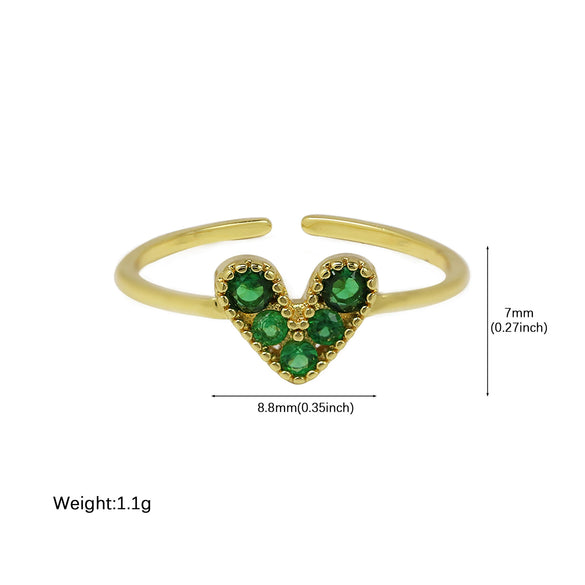 Wholesale Women's Heartshaped Copper Ring 18K Goldplated With Zirconium