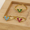 Wholesale Women's Heartshaped Copper Ring 18K Goldplated With Zirconium