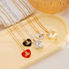 Wholesale Women's Heartshaped Copper Stainless Steel Clavicle Chain Choker With Mixed Gemstone Pendant And Electroplating
