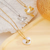 Wholesale Women's Heartshaped Copper Stainless Steel Clavicle Chain Choker With Mixed Gemstone Pendant And Electroplating