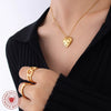 Wholesale Women's Heartshaped Diamondencrusted Ball Bead Chain Titanium Steel 18K Gold Plated Necklace Jewelry