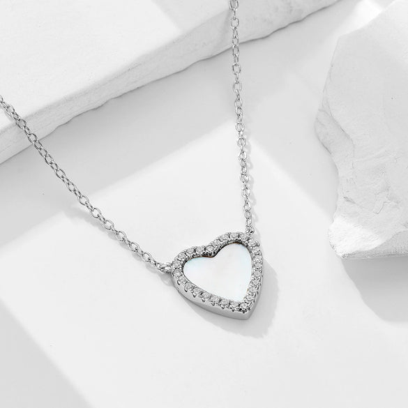 Wholesale Women's Heartshaped Diamondencrusted 925 Sterling Silver Pendant Necklace With Cross Chain