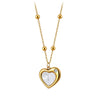 Wholesale Women's Heartshaped Geometric Pearl Shell Titanium Steel 18K Goldplated Calendering Chain Necklace