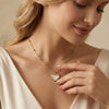Wholesale Women's Heartshaped Geometric Pearl Shell Titanium Steel 18K Goldplated Calendering Chain Necklace