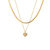 Wholesale Women's Heartshaped Geometric Stainless Steel Electroplated Blade Chain Necklace