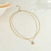Wholesale Women's Heartshaped Geometric Stainless Steel Electroplated Blade Chain Necklace