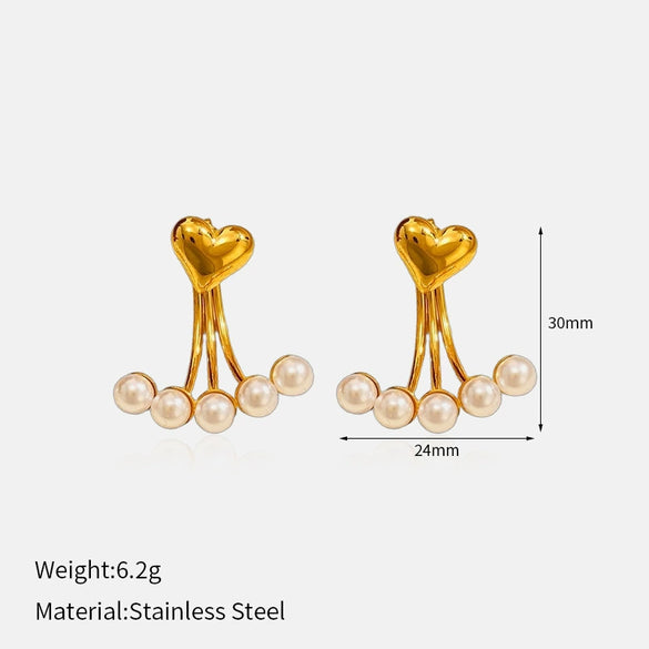 Wholesale Women's Heartshaped Geometric Stainless Steel Electroplated Earrings Light Luxury Minimalist Style