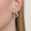 Wholesale Women's Heartshaped Real Gold Plated Stainless Steel Hoop Earrings Versatile Style