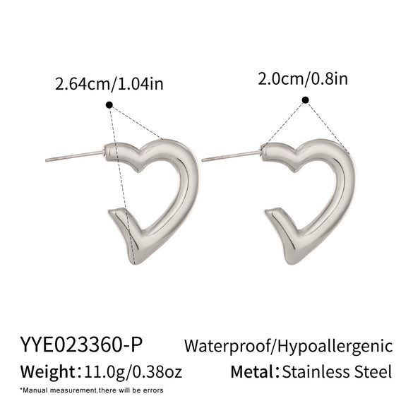 Wholesale Women's Heartshaped Real Gold Plated Stainless Steel Hoop Earrings Versatile Style