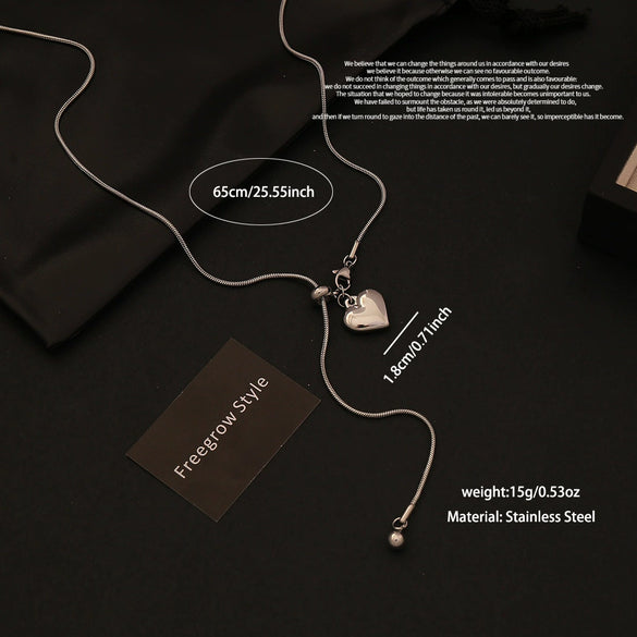 Wholesale Women's Heartshaped Silver Love Pendant Necklace Made Of Highquality Titanium Steel