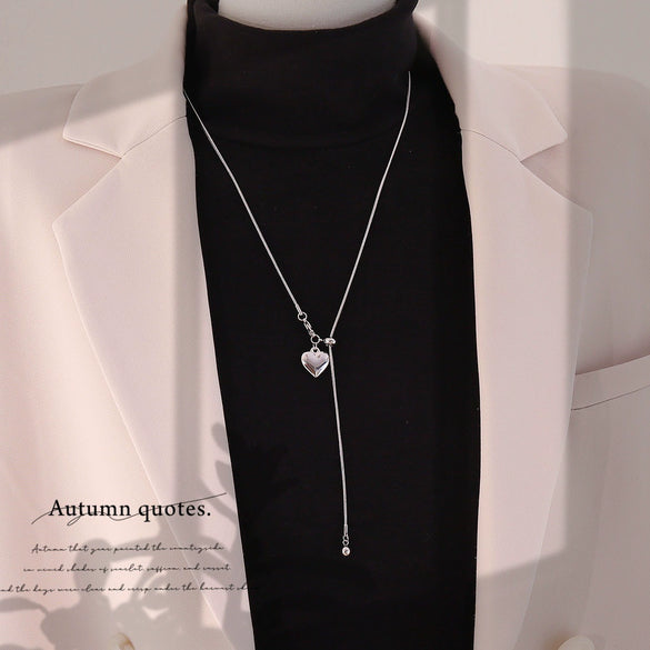 Wholesale Women's Heartshaped Silver Love Pendant Necklace Made Of Highquality Titanium Steel