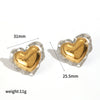 Wholesale Women's Heartshaped Stainless Steel Earrings With Pvd Furnace Vacuum Real Gold Plating