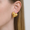Wholesale Women's Heartshaped Stainless Steel Earrings With Vacuum Real Gold Plating In Pvd Furnace