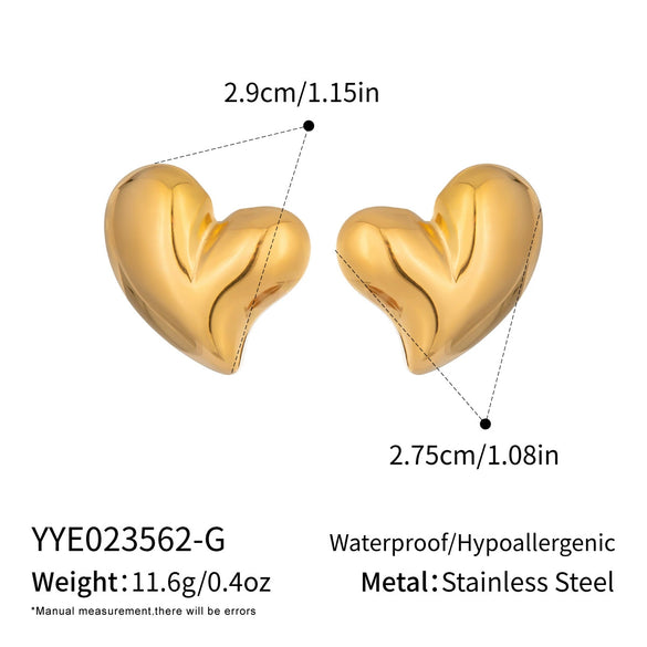 Wholesale Women's Heartshaped Stainless Steel Earrings With Vacuum Real Gold Plating In Pvd Furnace