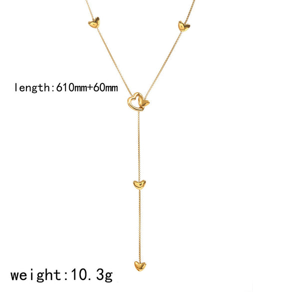 Wholesale Women's Heartshaped Stainless Steel Electroplated 18K Gold Ochain Necklace