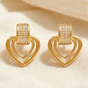 Wholesale Women's Heartshaped Stainless Steel 18K Gold Plated Earrings With Exaggerated Niche Design