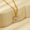 Wholesale Women's Heartshaped Stainless Steel 18K Gold Plated Lock Pendant Necklace
