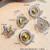 Wholesale Women's Heartshaped Stainless Steel Ring With Gold And Silver Splicing And Electroplating Design