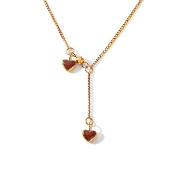 Wholesale Women's Heartshaped Titanium Steel And Stainless Steel Pendant Necklace With Real Gold Plating In The Furnace