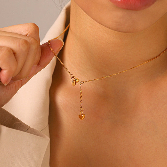 Wholesale Women's Heartshaped Titanium Steel And Stainless Steel Pendant Necklace With Real Gold Plating In The Furnace