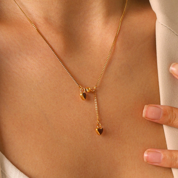 Wholesale Women's Heartshaped Titanium Steel And Stainless Steel Pendant Necklace With Real Gold Plating In The Furnace