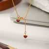Wholesale Women's Heartshaped Titanium Steel And Stainless Steel Pendant Necklace With Real Gold Plating In The Furnace