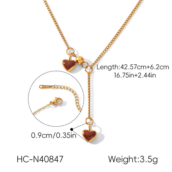 Wholesale Women's Heartshaped Titanium Steel And Stainless Steel Pendant Necklace With Real Gold Plating In The Furnace