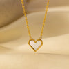 Wholesale Women's Heartshaped Titanium Steel Electroplated Necklace With O Word Chain