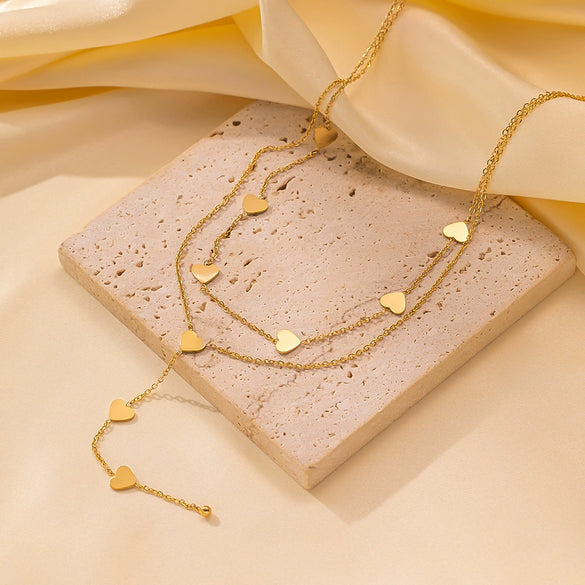 Wholesale Women's Heartshaped Titanium Steel Electroplated Necklace With O Word Chain