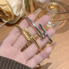 Wholesale Women's Heartshaped Titanium Steel Nail Buckle Bracelet With Polish Finish Trendy Minimalist Jewelry
