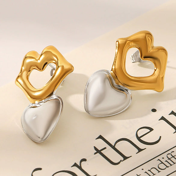 Wholesale Women's Heartshaped Titanium Steel Stainless Steel Earrings With Vacuum Plating And 18K Gold Plating Nonfading Oxidation And Corrosion Resistant