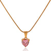 Wholesale Women's Heartshaped Zircon And Stainless Steel Necklace With Geometric Pattern And Electroplating